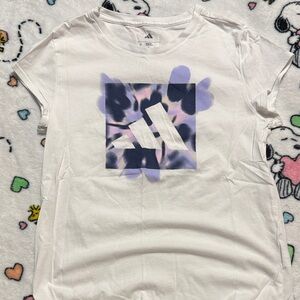 Adidas White Tee with Purple Graphic